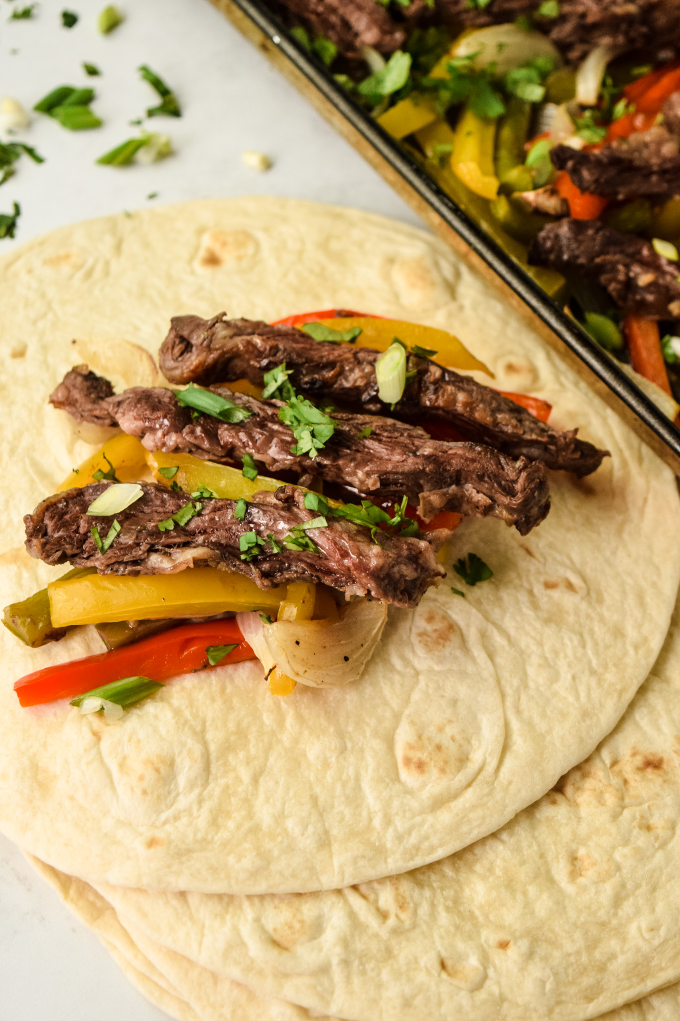 Sheet Pan Skirt Steak Fajitas